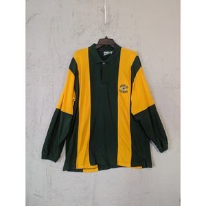 VTG 1999 Green Bay Packers Striped Embroidered Long Sleeve Polo Jersey Sz Large